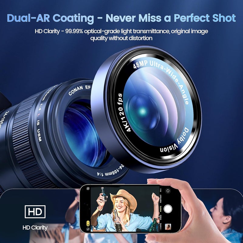 CACOE Camera Lens Protector for iPhone 17ProMax/17Pro/16ProMax/16Pro/15ProMax/15Pro/14ProMax/14Pro, [Anti-Scratch] [Drop-Proof][Strong-Adhesion] Camera Screen Cover(Dark Blue) - Image 2